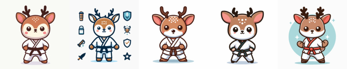 cute deer vector in karate costume