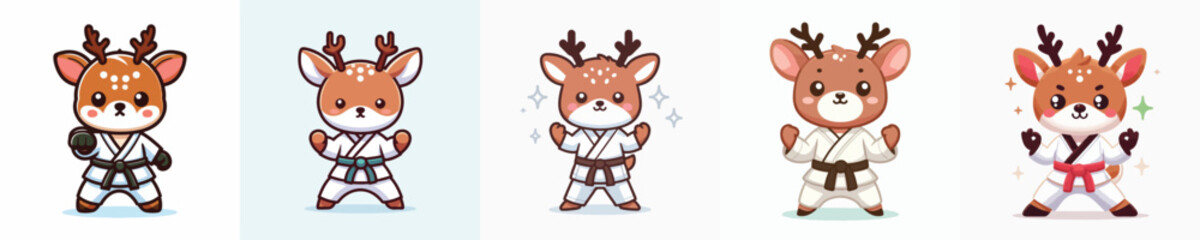 cute deer vector in karate costume