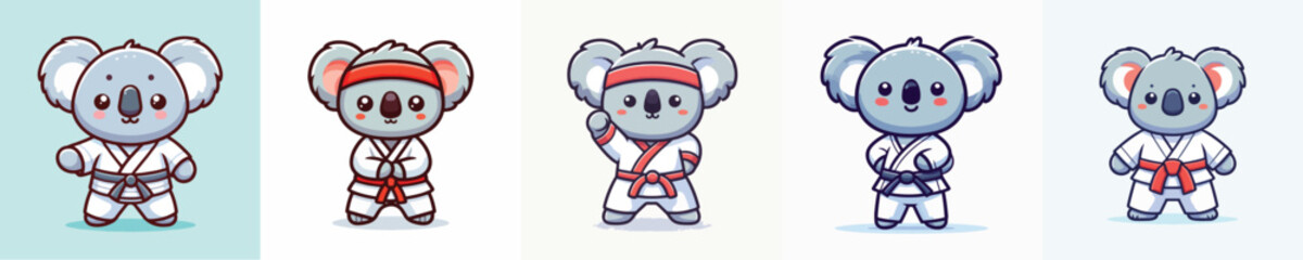 cute koala vector in karate costume