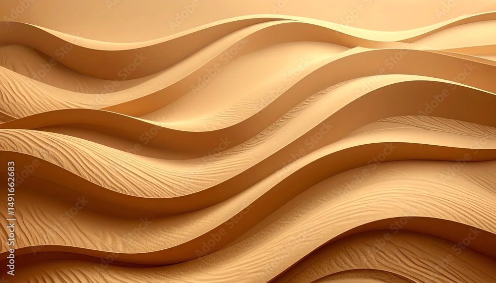 Poster sculpted waves of sand create a mesmerizing pattern, reflecting soft light and showcasing textures i