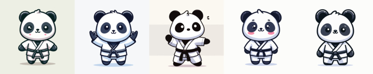 cute panda vector in karate costume
