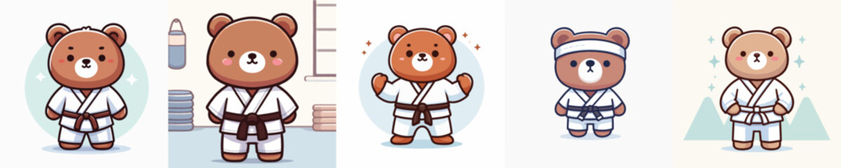 cute bear vector in karate costume