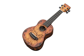 Fototapeta premium A small, rustic wooden ukulele with four strings and a natural finish.