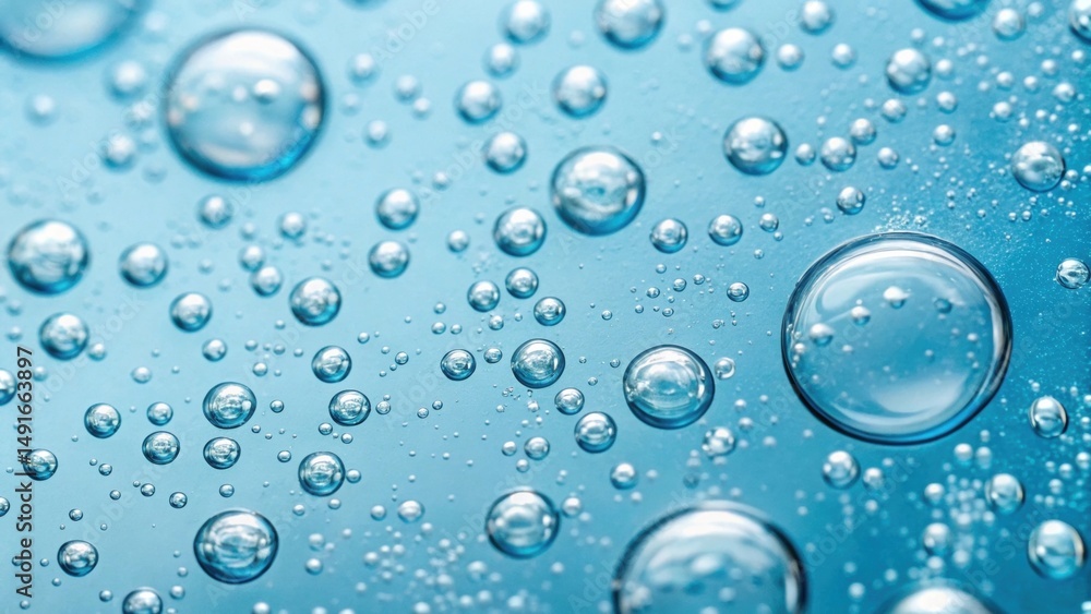Aufkleber bubbles rise in a refreshing blue background, creating a soothing and dynamic underwater effect.
