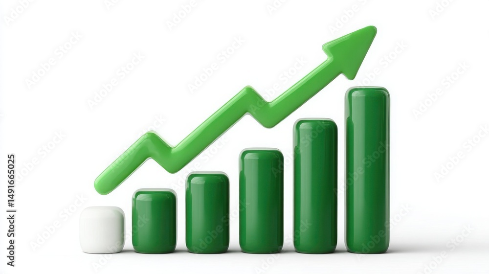 Poster a green bar chart illustrating a positive trend in data analysis highlighting fibonacci retracement 