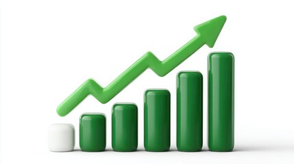 A green bar chart illustrating a positive trend in data analysis highlighting fibonacci retracement in a conceptual format