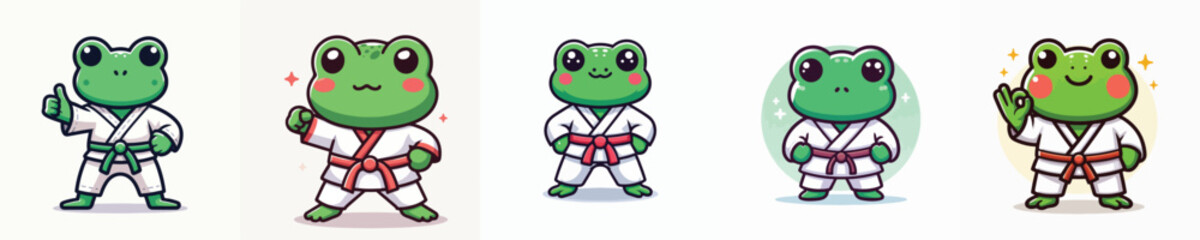 cute frog vector in karate costume