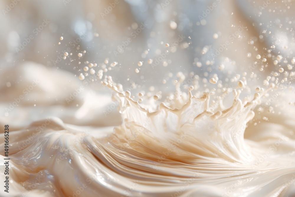 Poster creamy liquid splash detailed close-up shot smooth texture fluid motion elegant design abstract back
