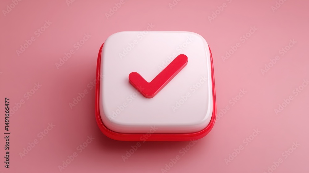 Poster red tick marks representing trend-following confirmation signals in business strategies and performa