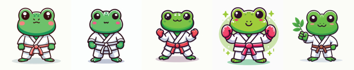 Fototapeta premium cute frog vector in karate costume