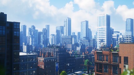 Fototapeta premium Cityscape view sunny day