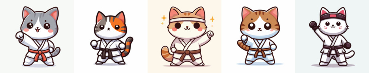 cute cat vector in karate costume