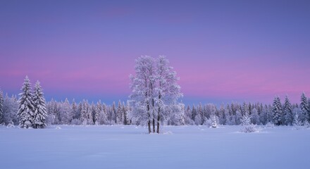 Winter Wonderland Frost-Covered Trees at Dawn