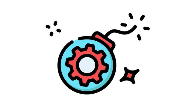 animated tech bomb icon with gear effect