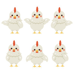 指さしをするニワトリのキャラクターイラストセット