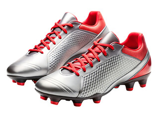 Silver & Red Soccer Cleats