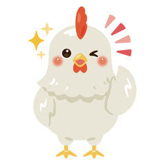 グッドサインを出すニワトリのキャラクターイラスト