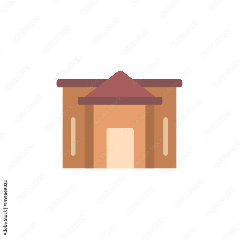 Poster isolated simplistic depiction of a building showcasing architectural harmony