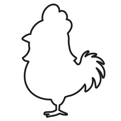 横向きのニワトリの線画