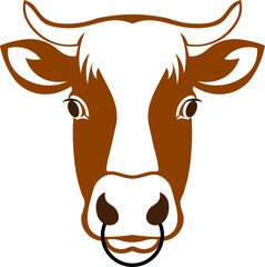 cow head animal farm Logo icon flat vector design