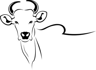 cow head animal farm Logo icon flat vector design
