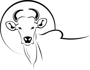 cow head animal farm Logo icon flat vector design