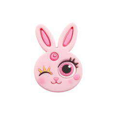 Playful Pink Bunny with Winking Eye - Cute Cartoon Character Design