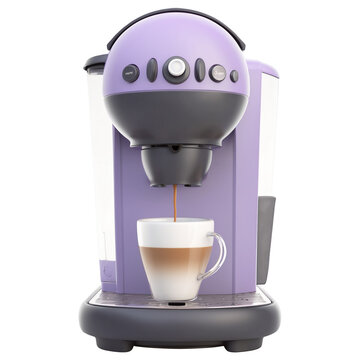 Purple colan coffee maker pours coffee into a glass. Ideal for coffee shop promotions for unique and stylish accessories.