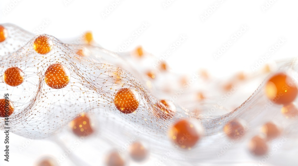 Poster futuristic 3d rendering of astaxanthin molecules in abstract form