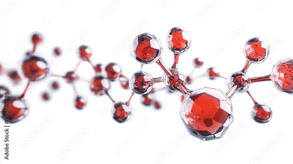 Poster futuristic 3d rendering of astaxanthin molecules in abstract design