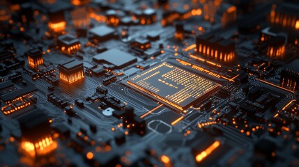 Futuristic Rendering of Germanium Transistors on Advanced Circuit Board