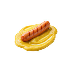 Hot dog on a mustard pool float in a summer snack daydream