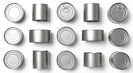 Metal Food Cans Various Angles and Views
