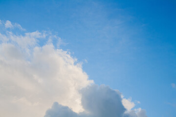 Blue sky with soft white clouds for background