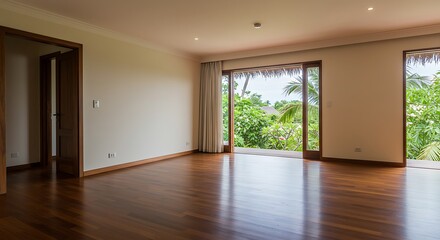 Obraz premium Interior, luxury villa, empty room with window