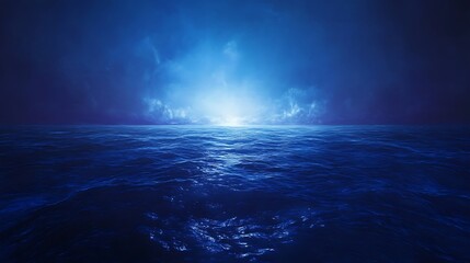 Obraz premium Dark blue ocean with luminous sky