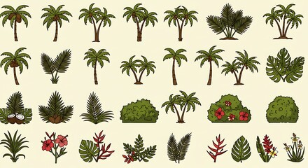 Tropical Flora: A Vintage Collection AI Generated