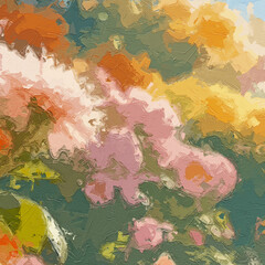 Fototapeta premium Various oil paintings, flowers, cat and dog landscapes, roses, peonies, cranes, plum blossoms, deer, chrysanthemums