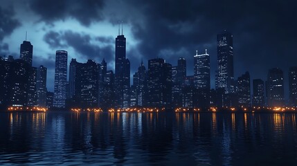 Fototapeta premium Dark night city skyline