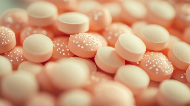 Close-Up of Pink Tablets for Dopamine Regulation and Health Benefits