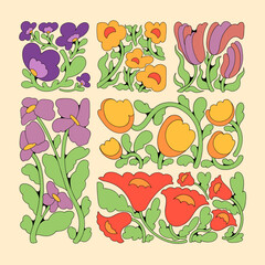 abstract flower retro style