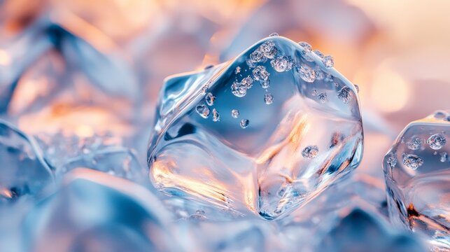 Clear Acrylic Polymer Pieces with Air Bubbles and Reflection Effects