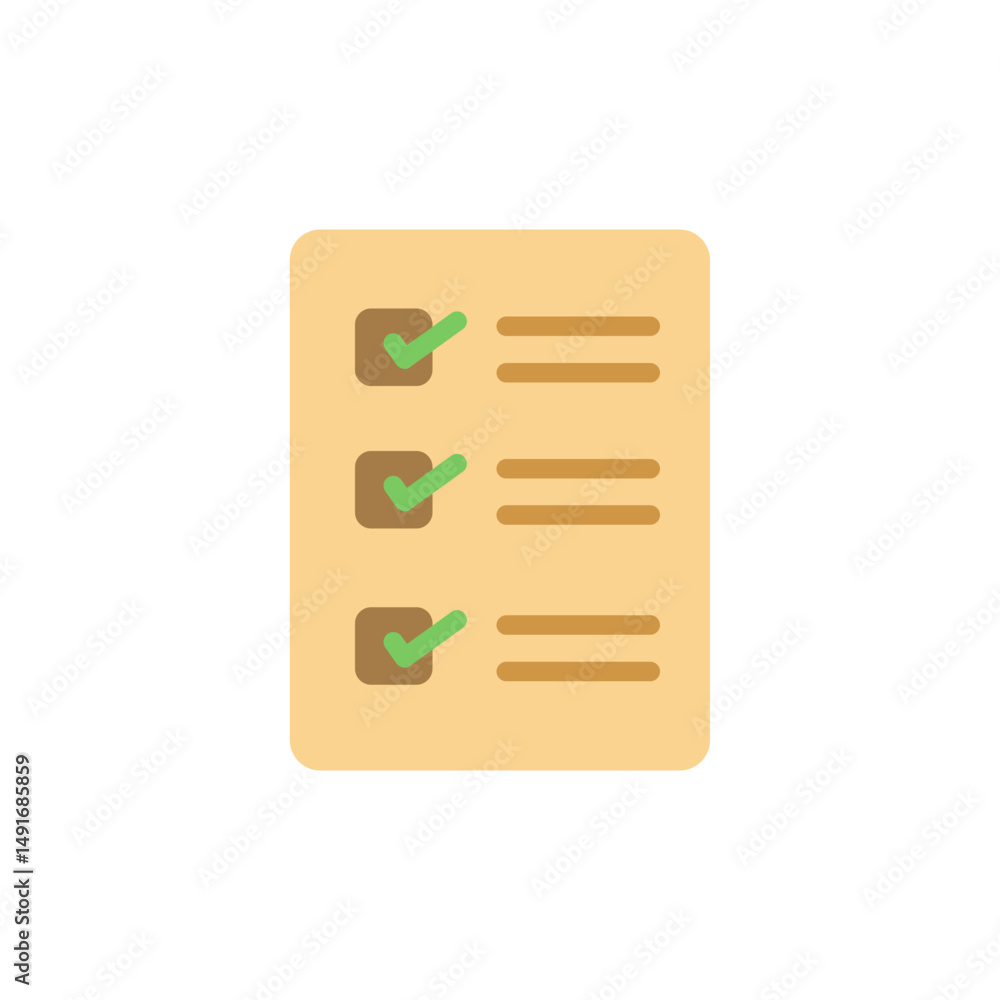Poster confirmation checklist on a transparent backdrop, marking accomplishment and verification