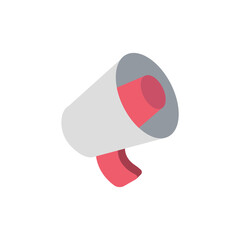 Isometric megaphone illustration with distinct shades, offering a modern touch