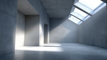 Obraz premium Empty, modern concrete interior space with natural light