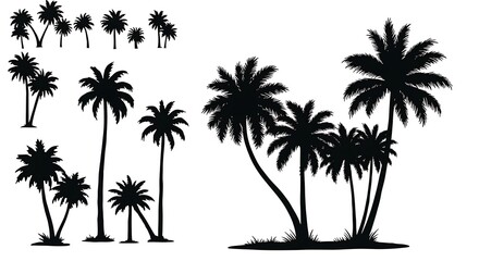 Fototapeta premium Silhouette Palm Grove AI Generated