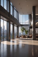 Luxurious high-rise apartment, stunning city vista, terrace, home