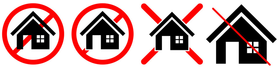 No home housing icon vector for restricted access, eviction notice, or denied housing concept. Ideal for real estate alerts, property lockout, and home ban warning visual design.