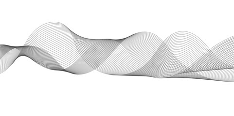 
"Futuristic Technology Meets Abstract Design: Soft Grey Glowing Wave Lines Flowing Smoothly on a Crisp White Background, Creating a Dynamic Sound Wave Pattern"