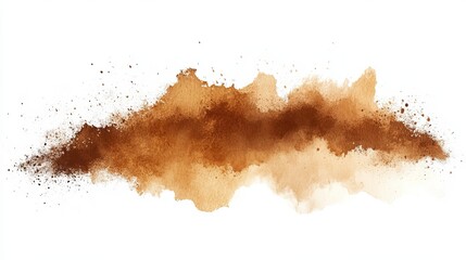 Abstract brown watercolor splash, textured,  streaked,  isolated on white background. Ideal for design projects